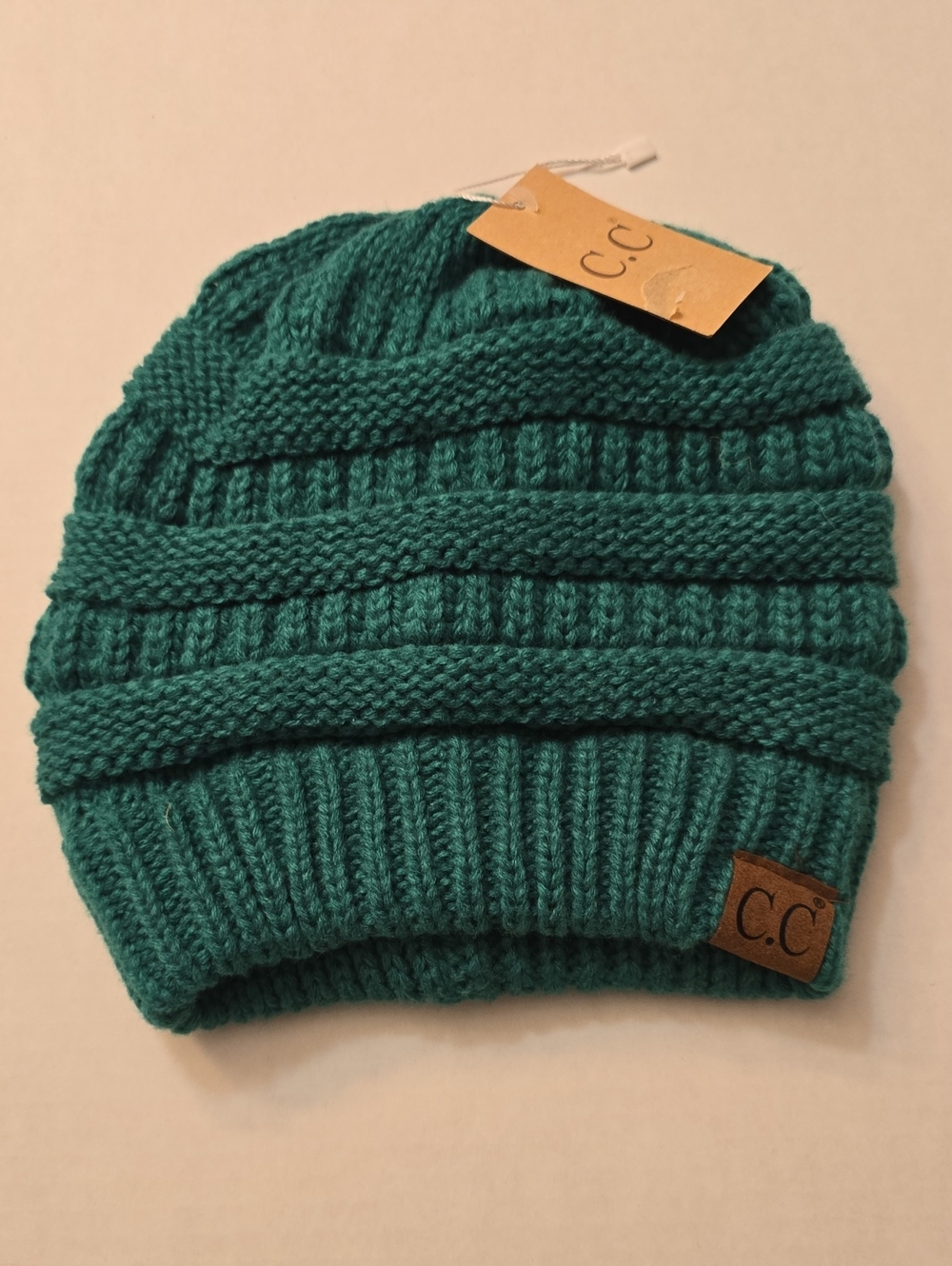C.C Womens Teal Ribbed Knit Hat